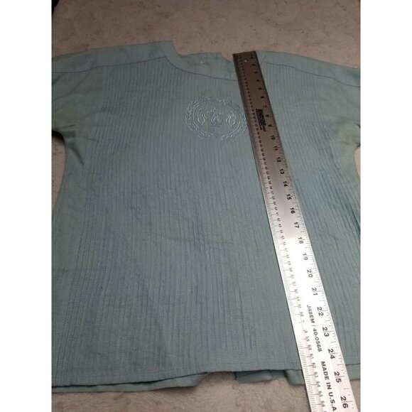 CC Courtenay Womens Short Sleeves Top Front Embroidered Logo Sz 10 Mint Linen - Picture 6 of 6